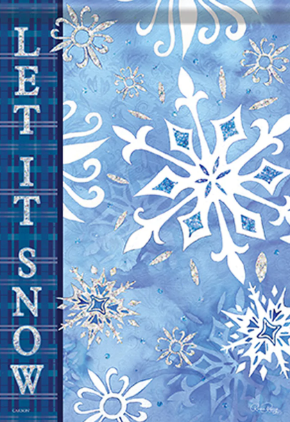 Glitter Winter Let it Snow Flag