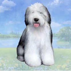 Old English Sheepdog Sitting Stone Coaster
