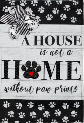 Paw Prints Garden Burlap Flag