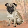 Pug Sitting Sitting Stone Coaster