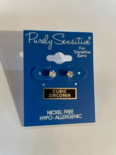 Purely Sensitive Round Cubic Zirconia Earrings PIERCED