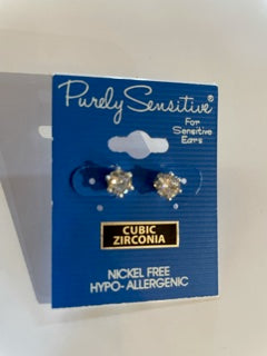 Purely Sensitive Round Cubic Zirconia Earrings PIERCED