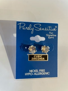 Purely Sensitive Round Cubic Zirconia Earrings PIERCED