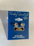 Purely Sensitive Round Cubic Zirconia Earrings PIERCED