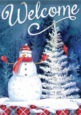 Snowman Winter Welcome Flag