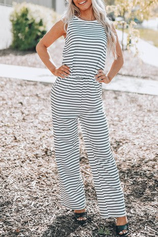 Striped Print Jumpsuit