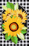 Sunflowers and Checks House Linen Flag