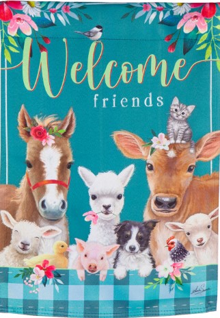 Sweet Farm Friends Garden Suede Flag