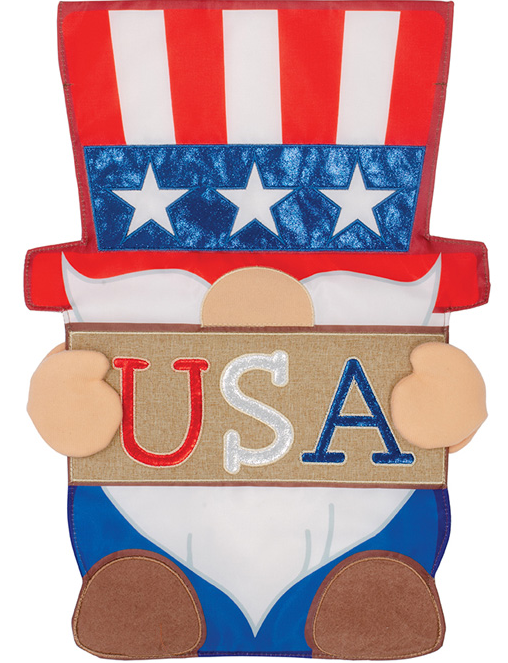 "Uncle Sam Gnome" Double Applique Garden Flag