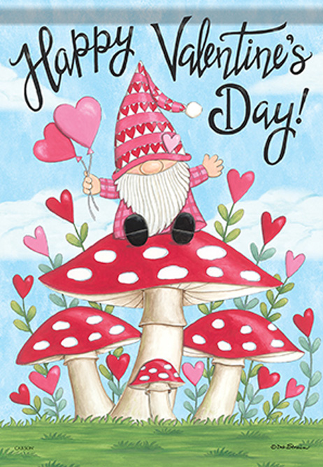 "Valentine Gnome" Dura Soft™ Flag Garden size SPARKLES