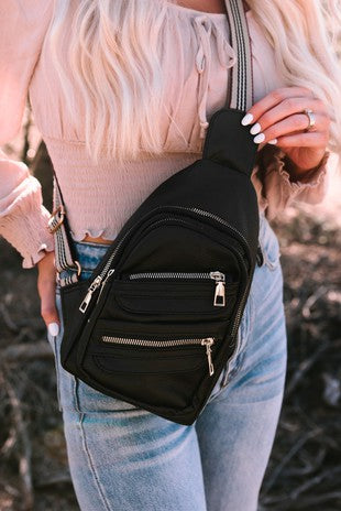 Black Zippered Crossbody Bag
